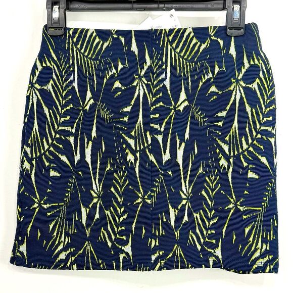 Zara Blue Tropical Textured Jacquard Rhinestone Floral Stretch Mini Skirt NEW - Picture 10 of 14